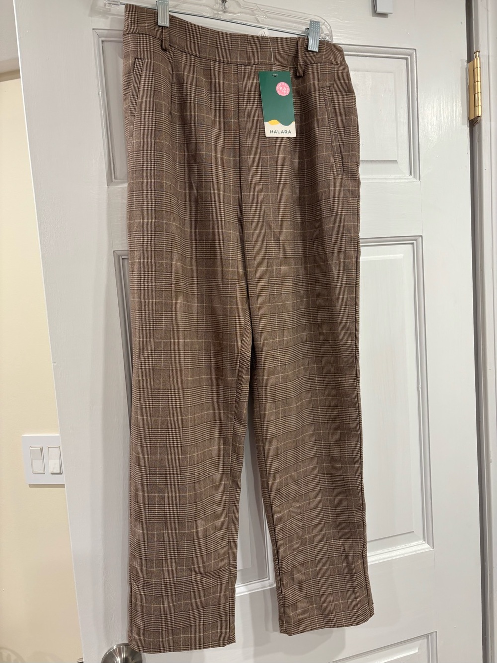 HALARA Brown Plaid Dress Trousers